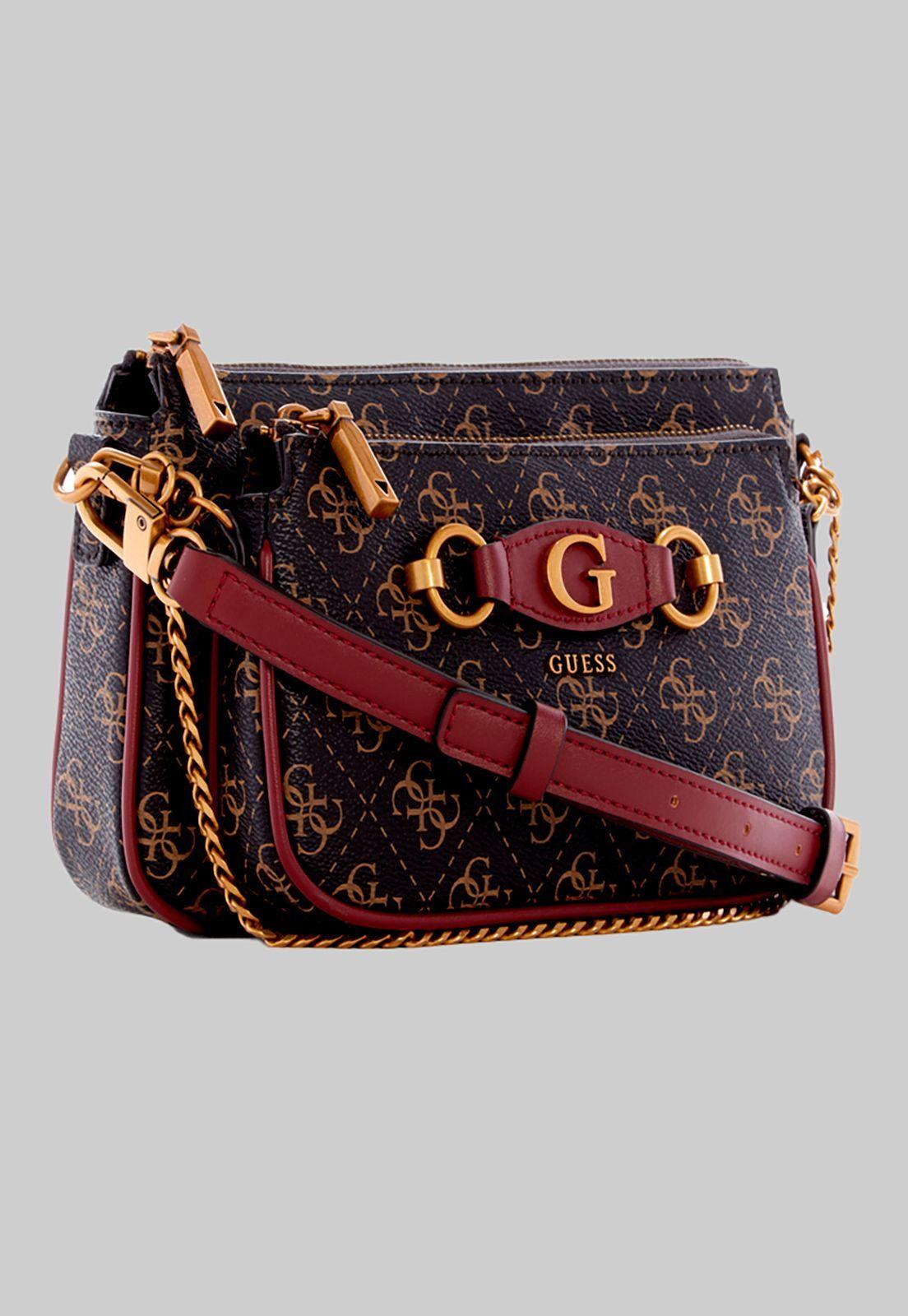 Mini Cartera Izzy Double Pouh Crossbody Café Guess-2