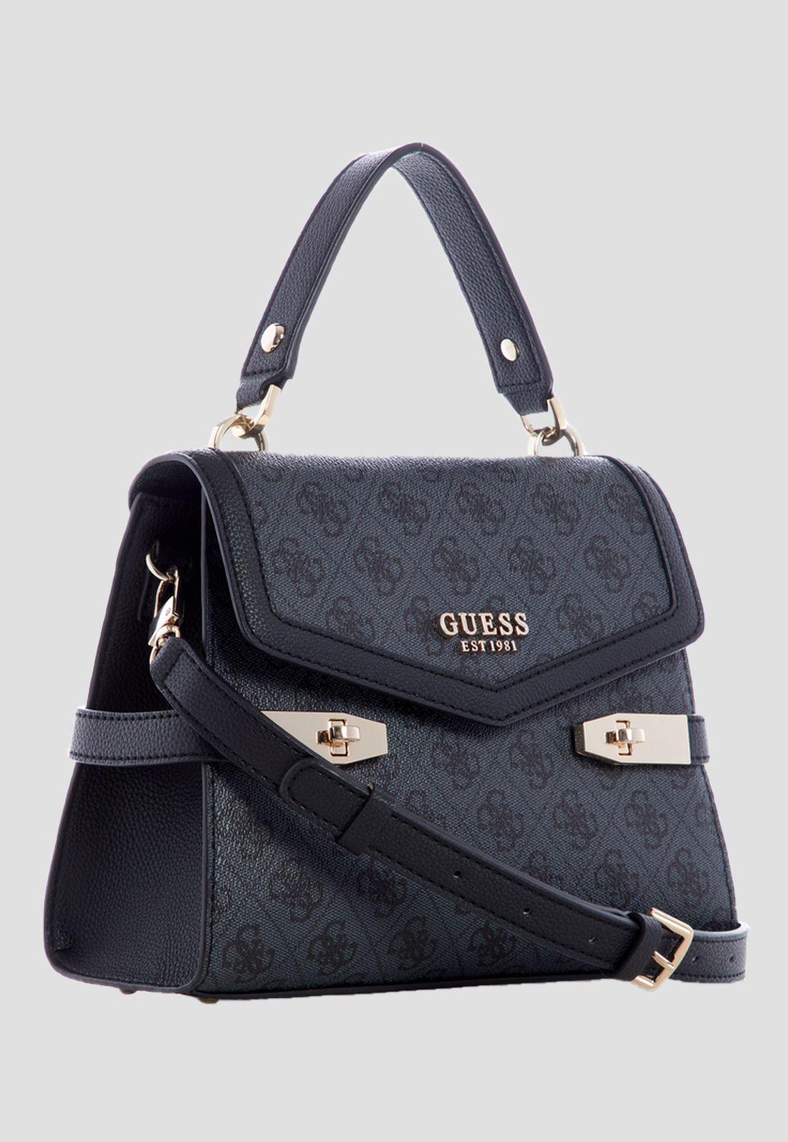 Cartera Zadie Logo Top Handle Flap Clo Negro Guess-1