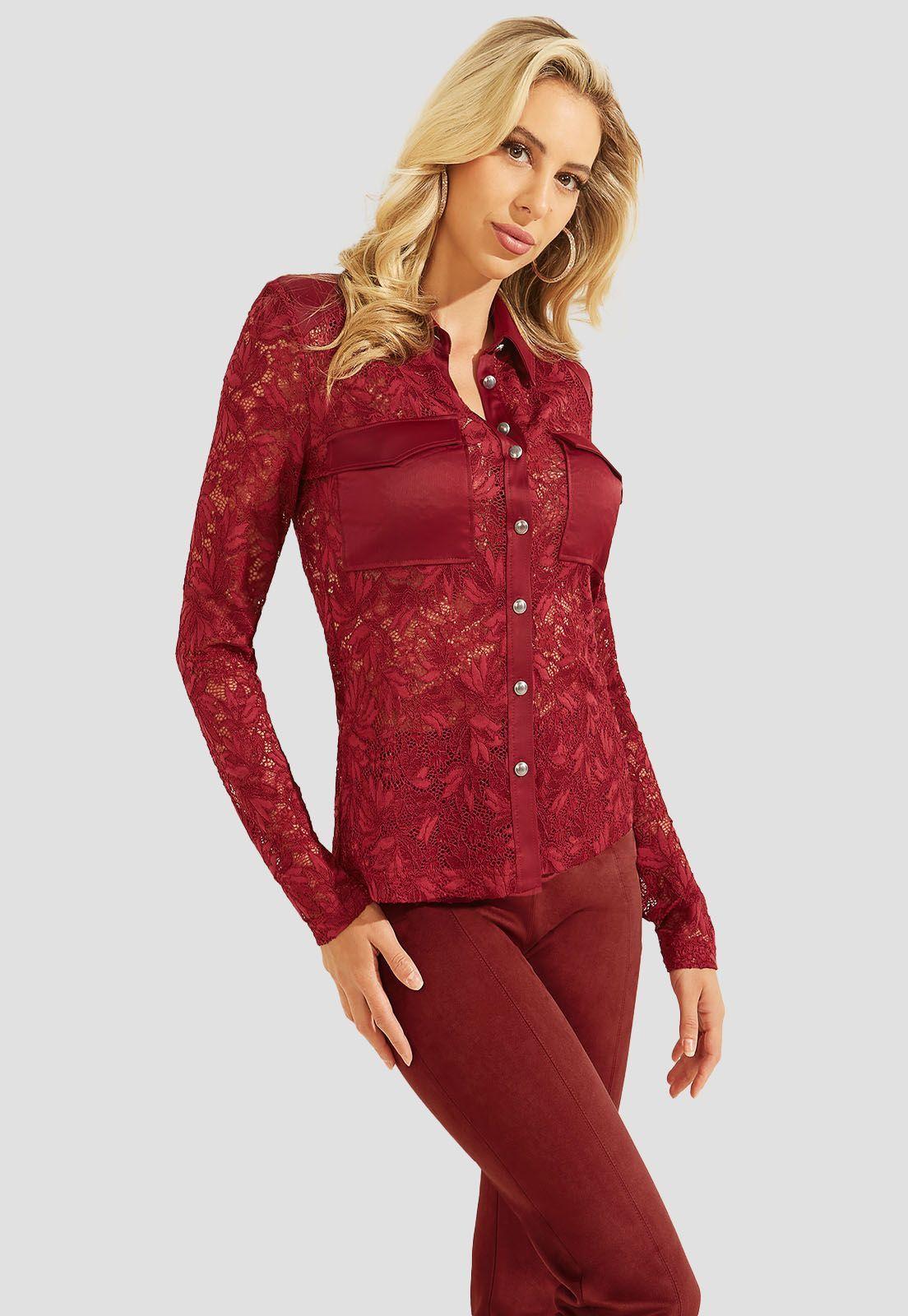 Camisa La Corinne Camisa Shirt G5B7 Rojo Guess-0