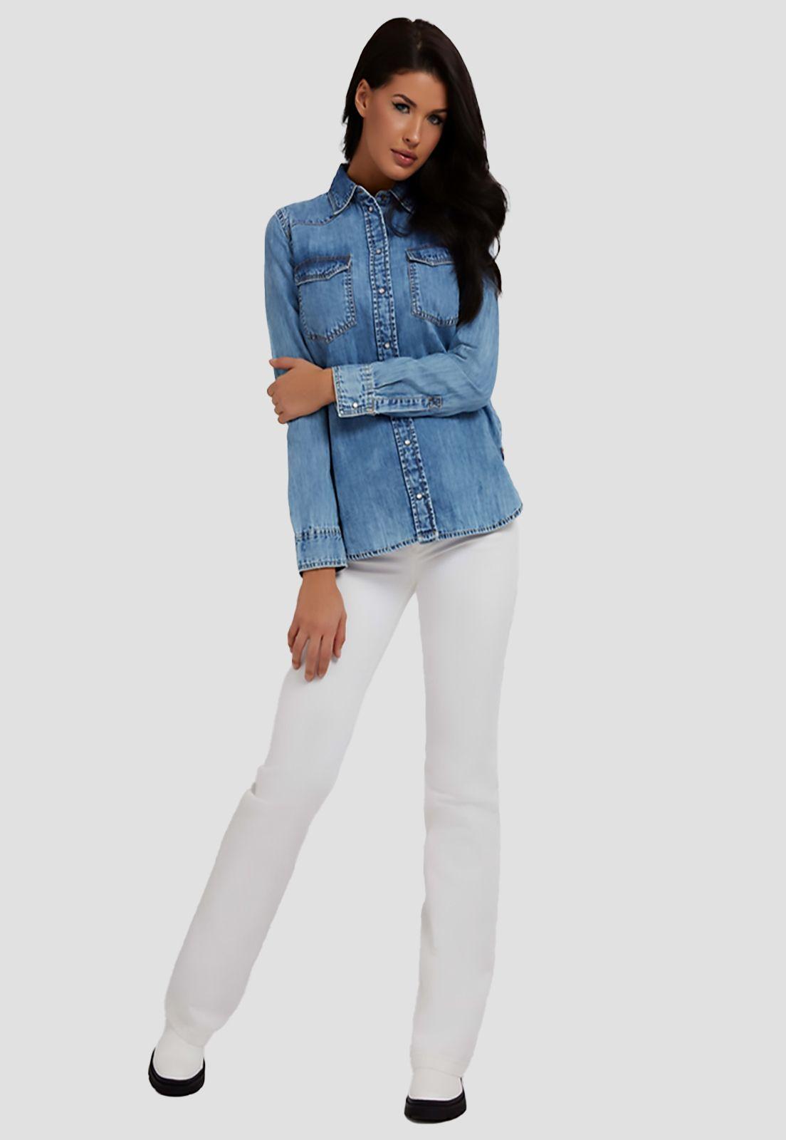 Camisa Guess Sexy Western Ls Shirt Utah Denim-1