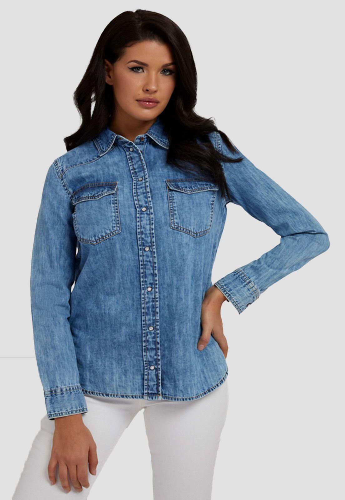 Camisa Guess Sexy Western Ls Shirt Utah Denim-0