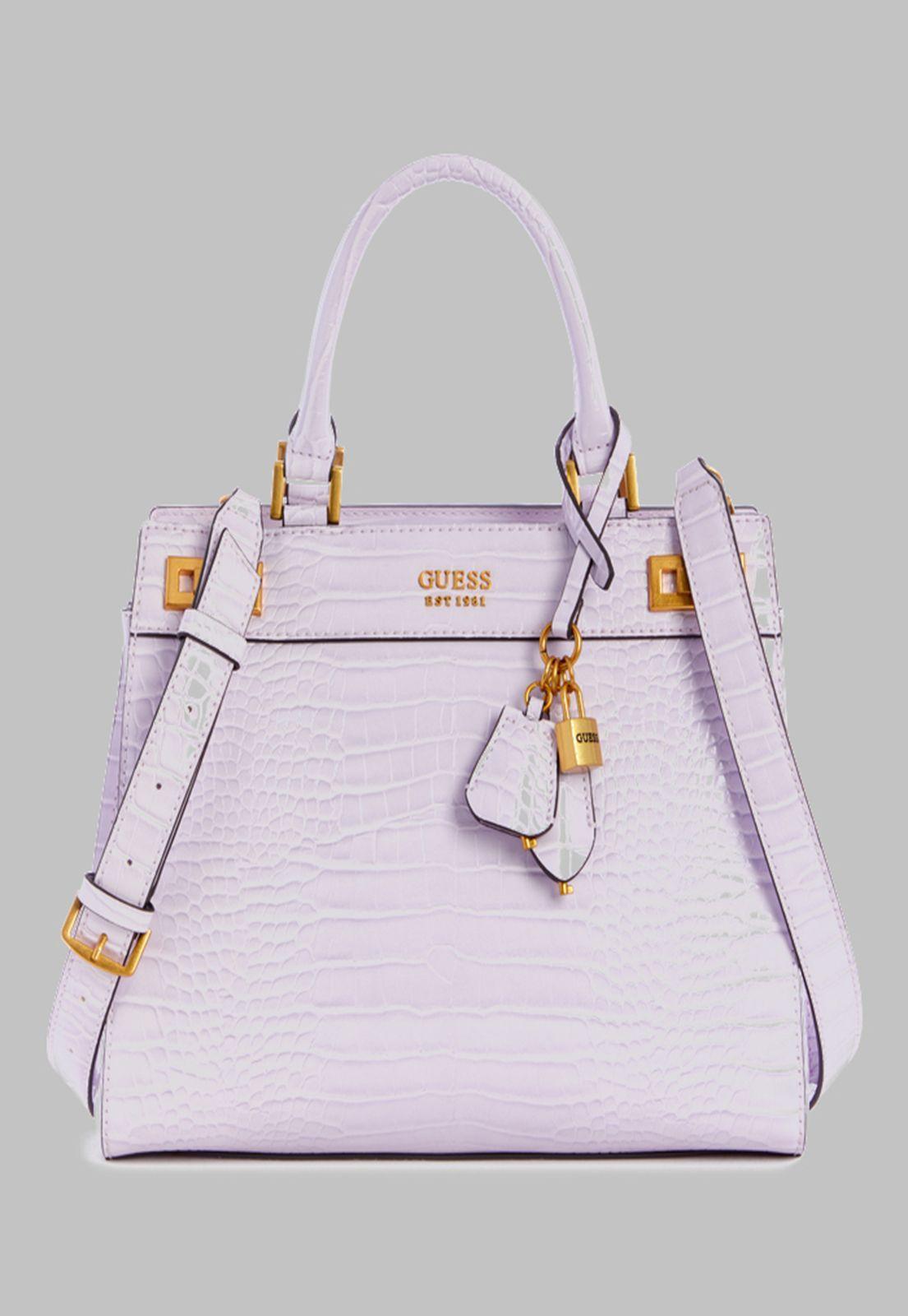 Cartera Guess Katey Croc Luxury Satchel Lil Morado-0