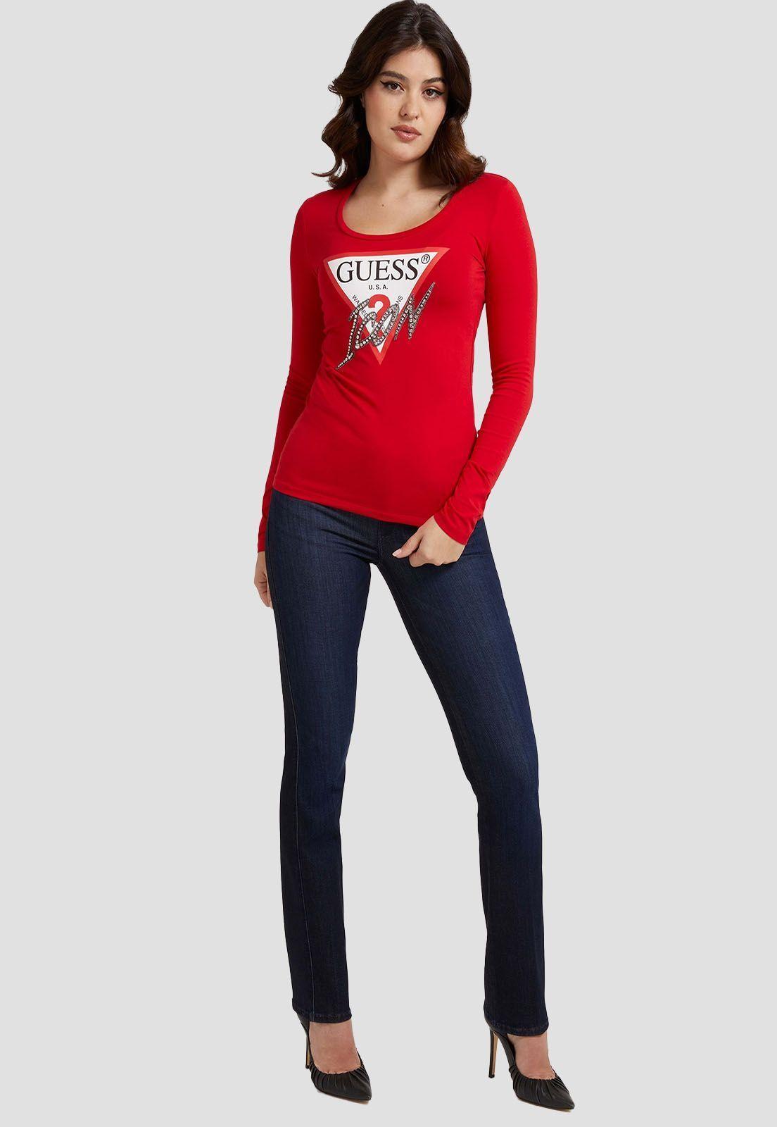 Polera Guess Ls Cn Icon Tee Large G585-1