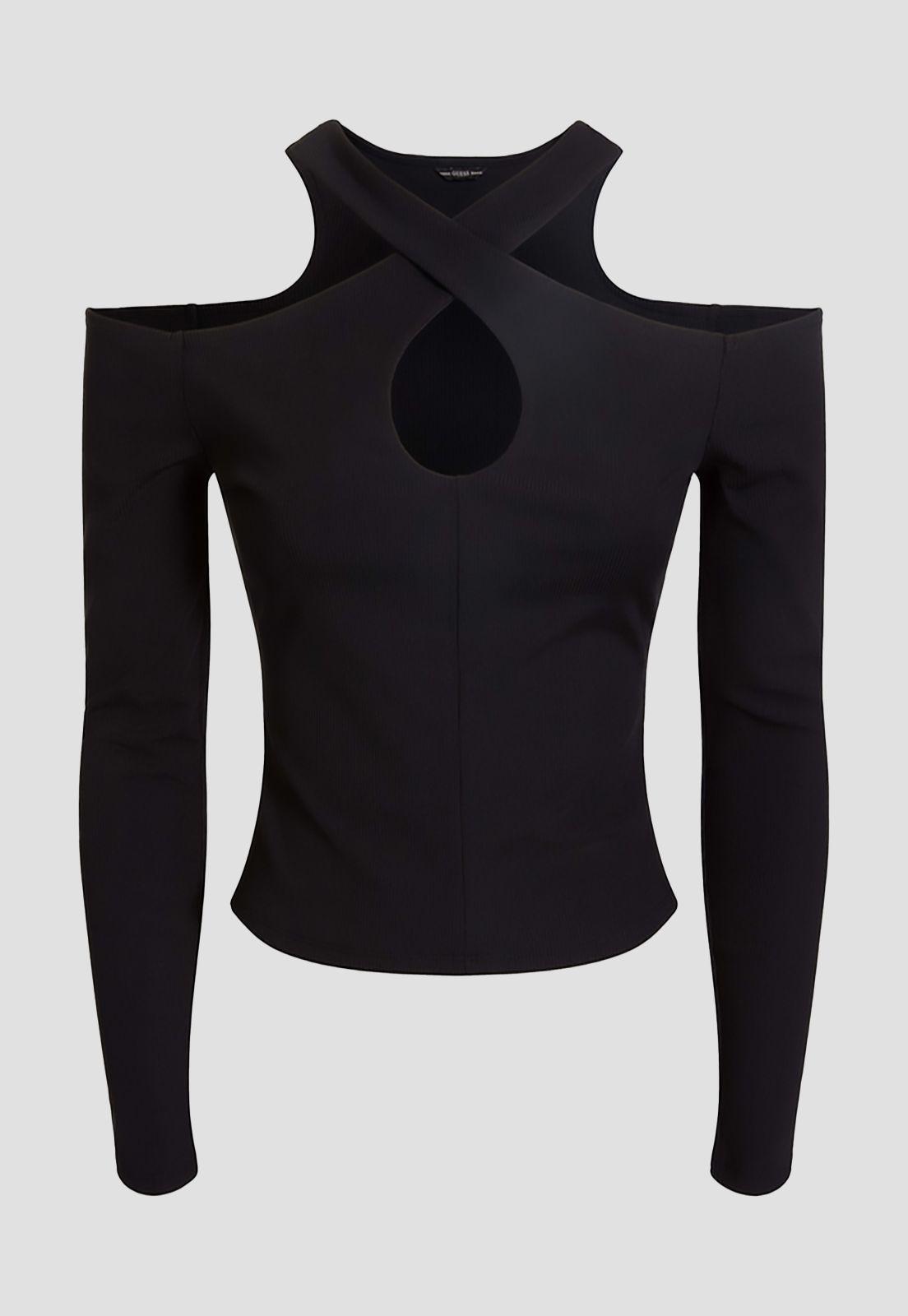 Top Guess Ls Cold Shldr Lexa Top Jblk Negro-3