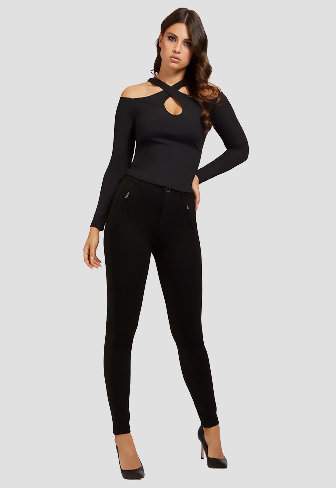 Top Guess Ls Cold Shldr Lexa Top Jblk Negro-1