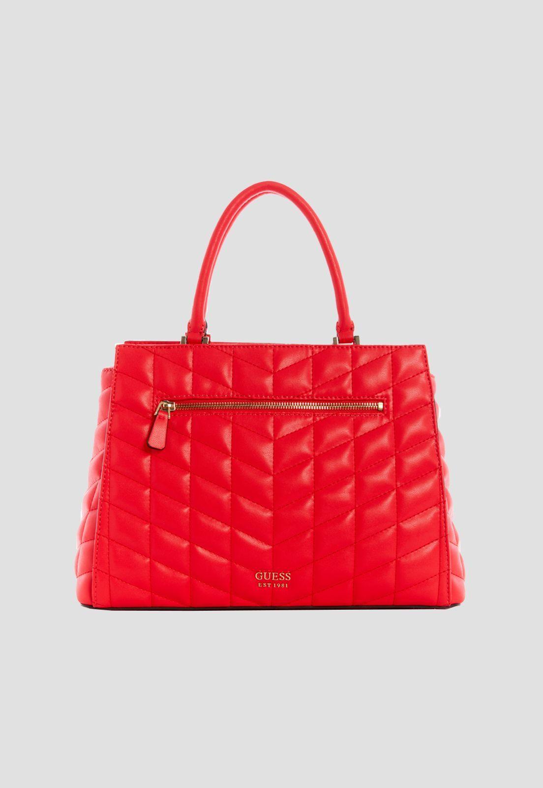 Cartera Brera Triple Cmprtmnt Satchel Rojo Guess-2