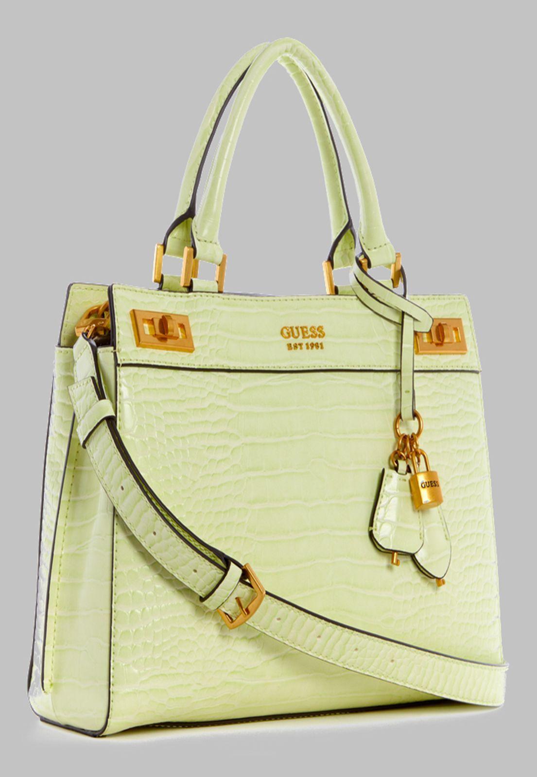 Cartera Guess Katey Croc Luxury Satchel Lgl Verde-1