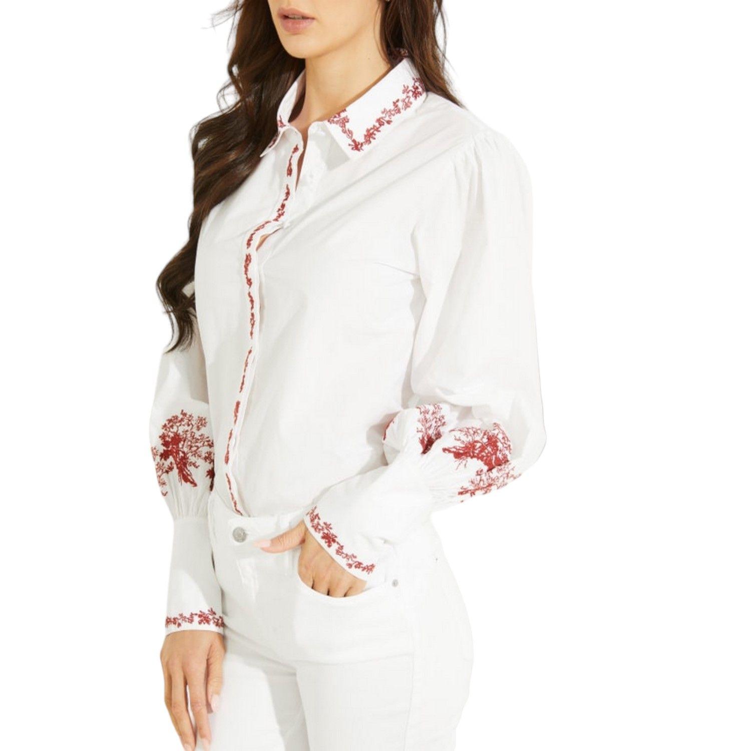 Camisa Guess Ls Embroidered Ravin Top G011 Blanco-2