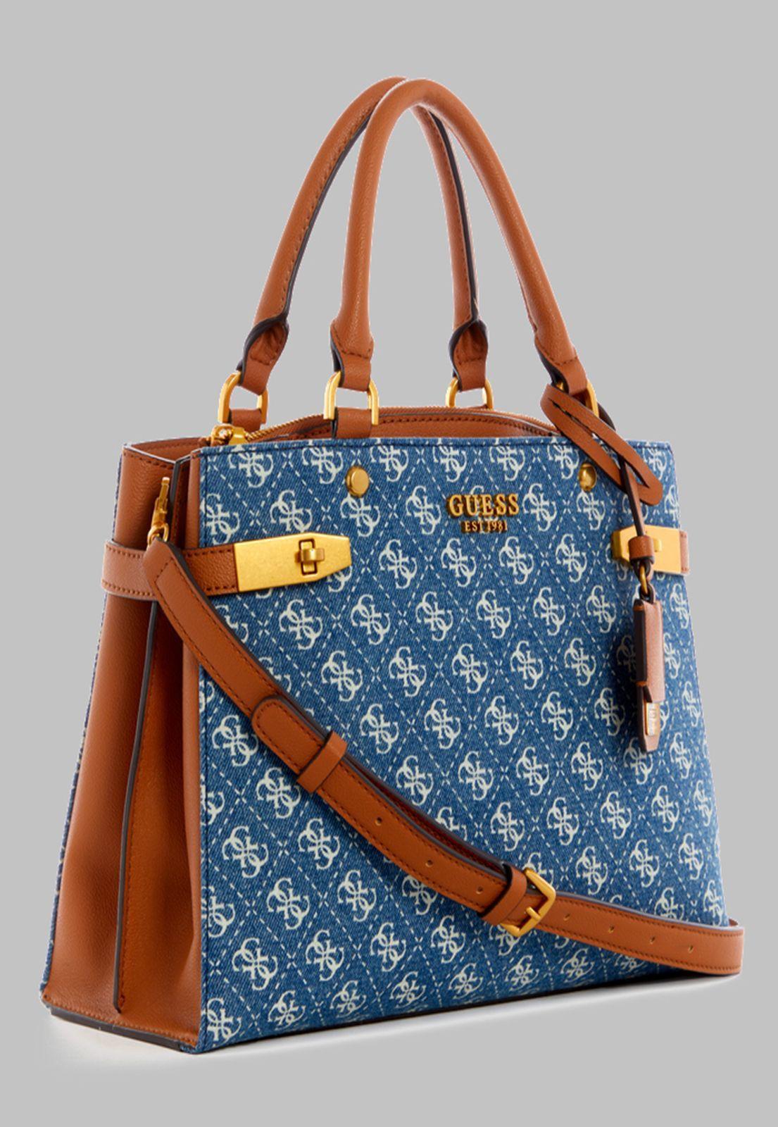 Cartera Guess Zadie Logo Girlfriend Satchel Dmt Denim-1