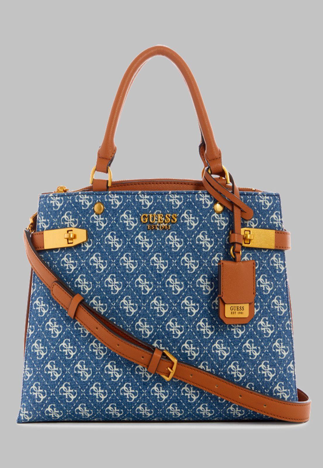Cartera Guess Zadie Logo Girlfriend Satchel Dmt Denim-0