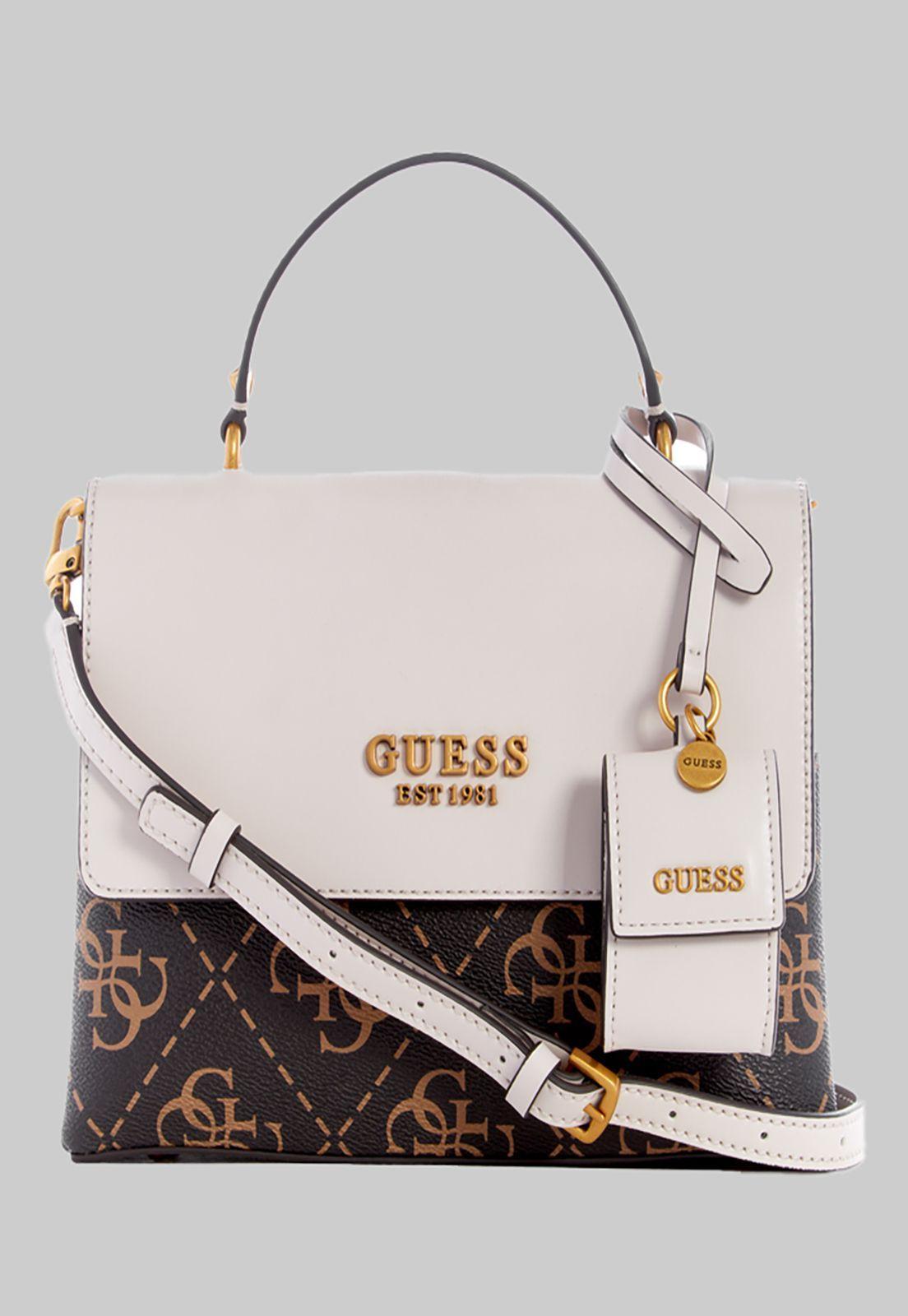 Cartera Guess Berta Top Handle Flap Bwe Café-0