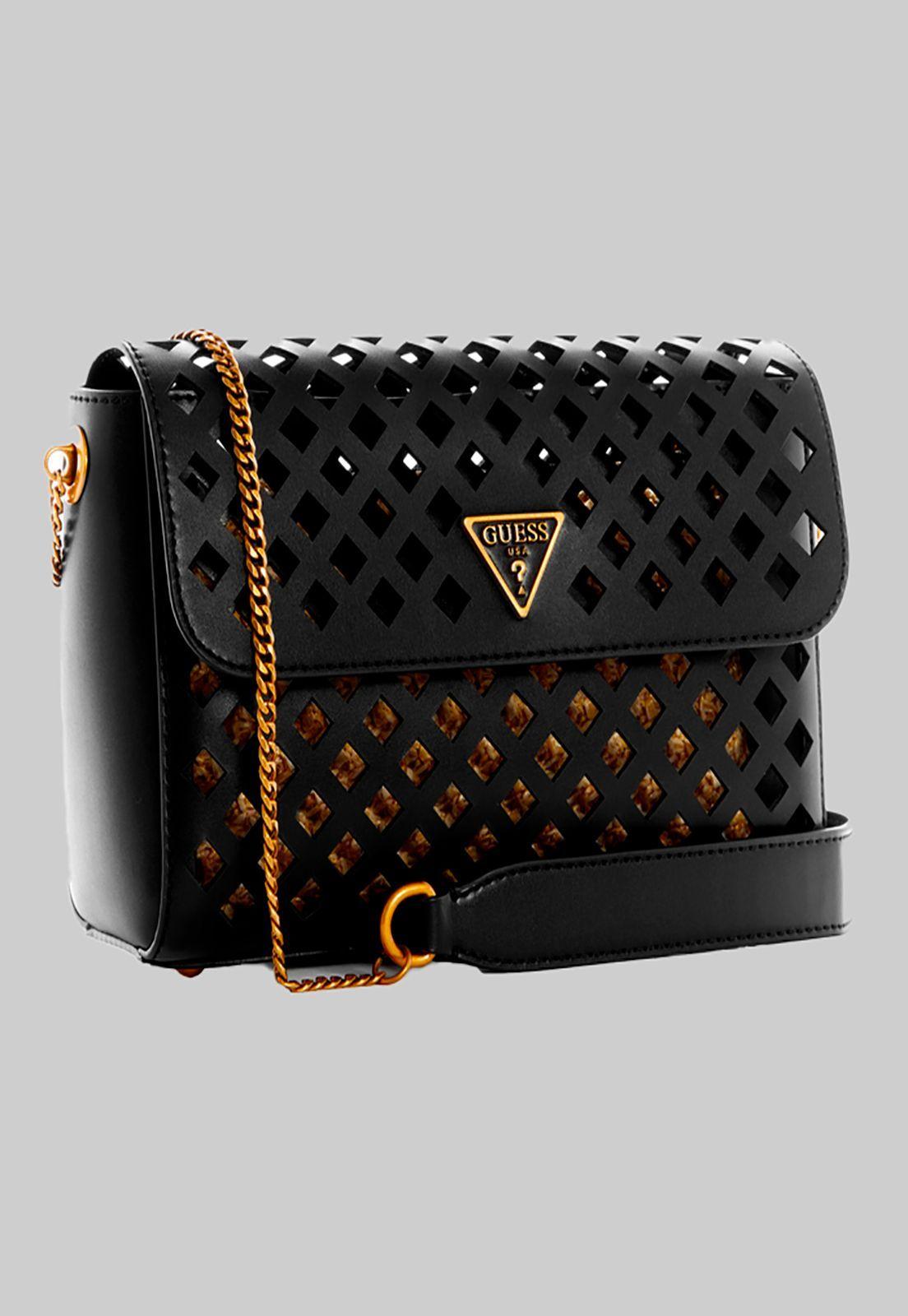 Cartera Aqua Crossbody Flap Bla Negro Guess-2