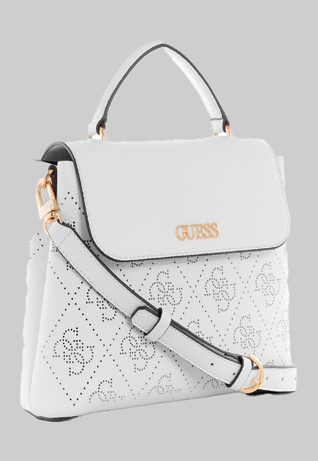 Cartera Amara Top Handle Flap Whi Blanco Guess-1
