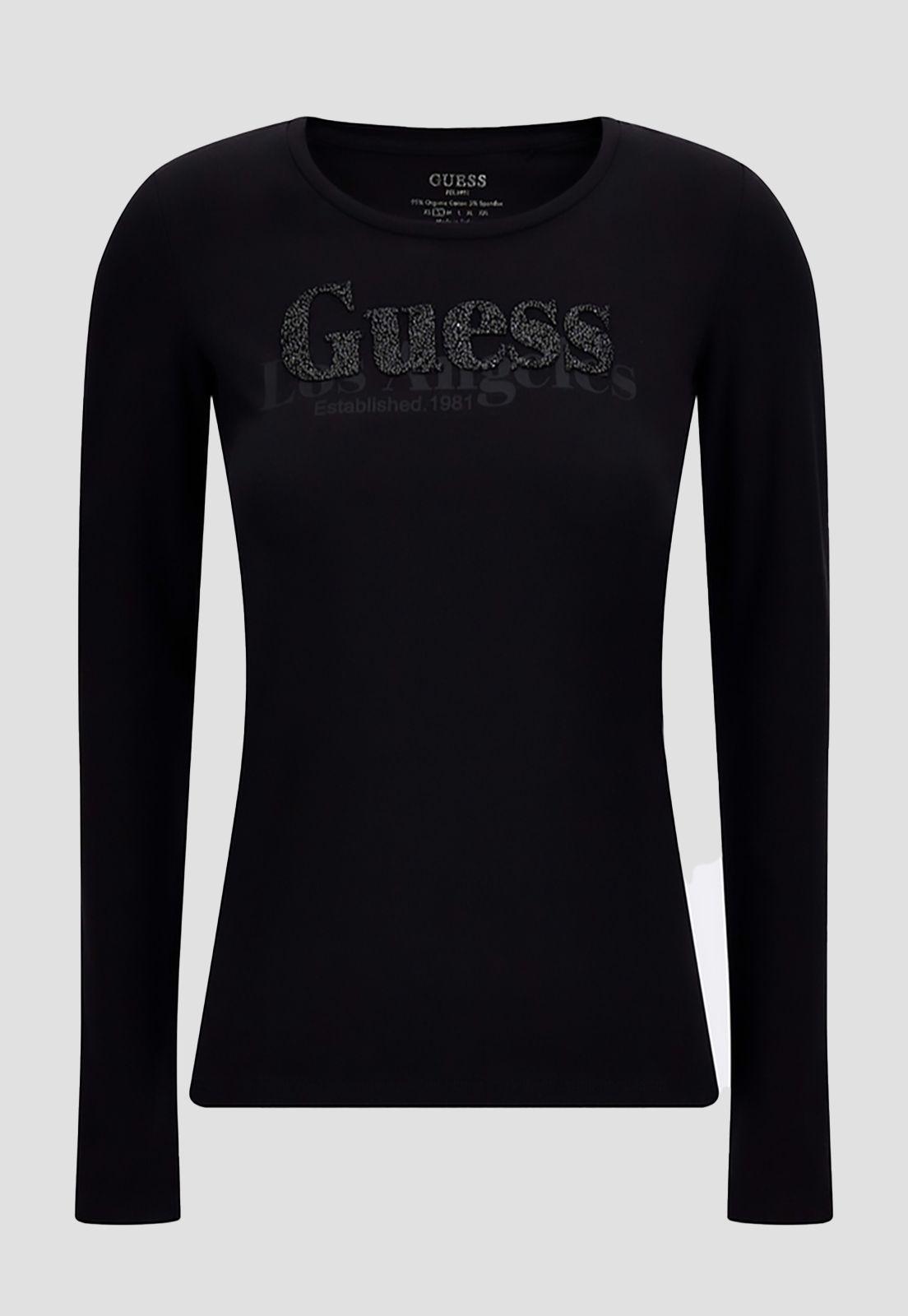 Polera Guess Ls Cn Astrelle Tee Jblk Negro-3