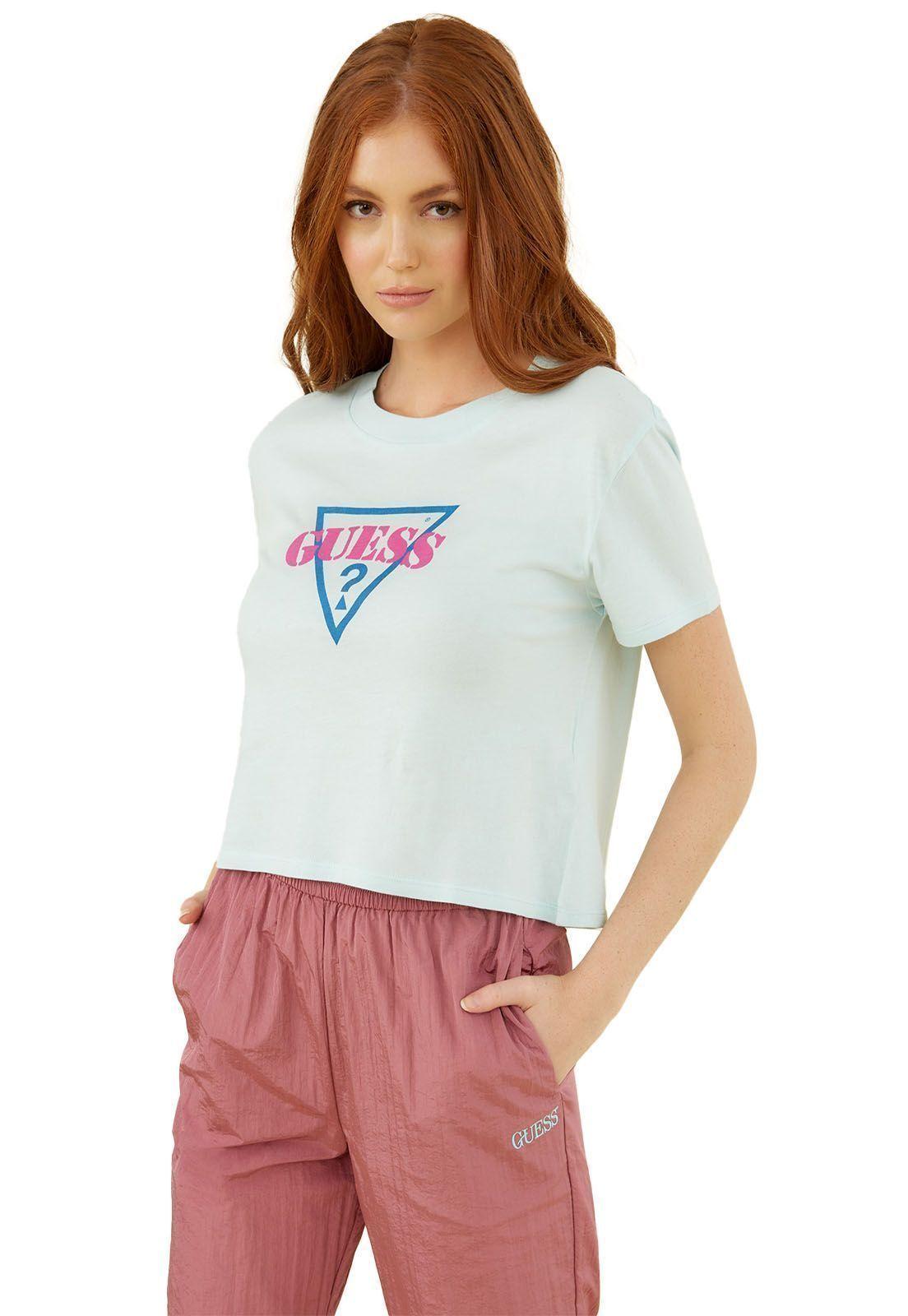 Polera Guess Ss Triangle Logo Crop Tee-0