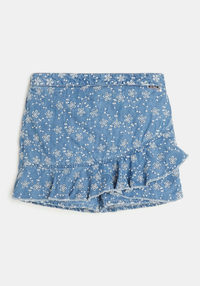 Falda Sangallo Chambray Skortd Flwf Celeste Guess-0