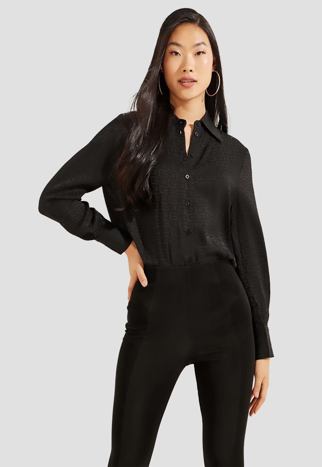 Camisa Guess Ls Lola Shirt Jblk Negro-0
