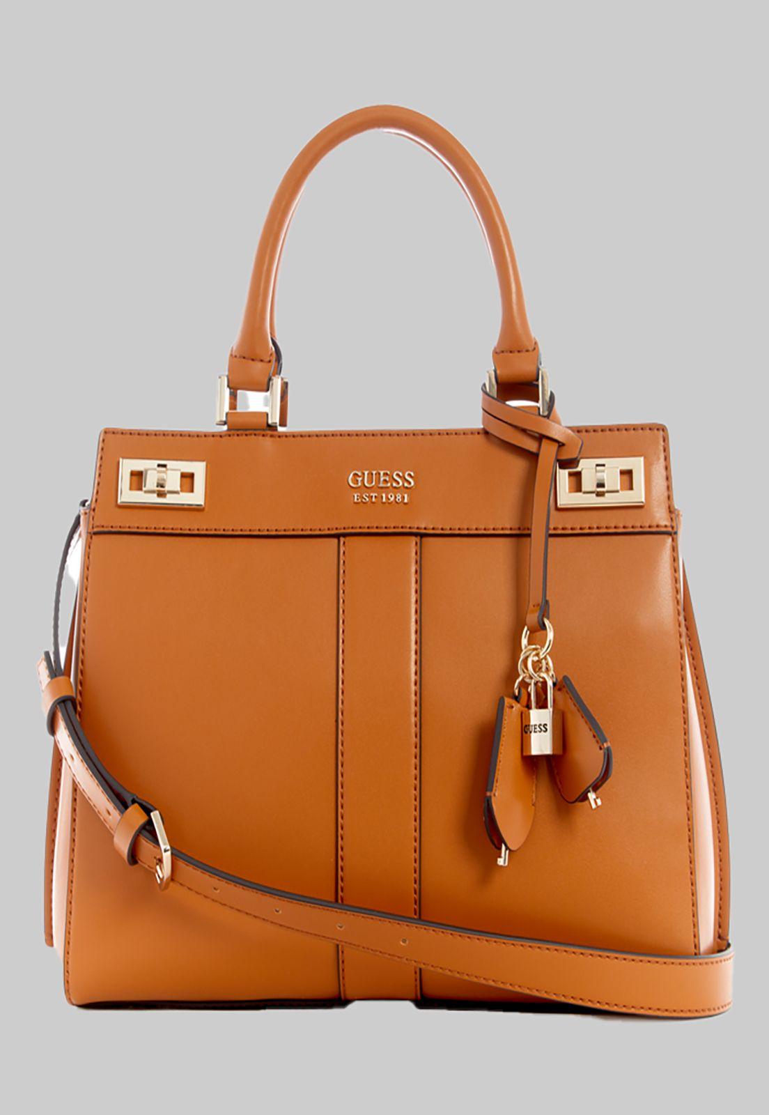 Cartera Guess Katey Luxury Satchel Cog Café-0