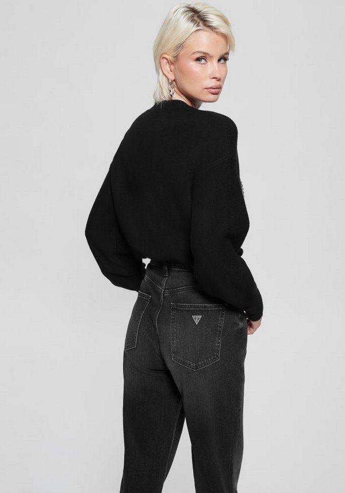 Tejido Guess Estelle Rn Ls Swtr Jblk Negro-2