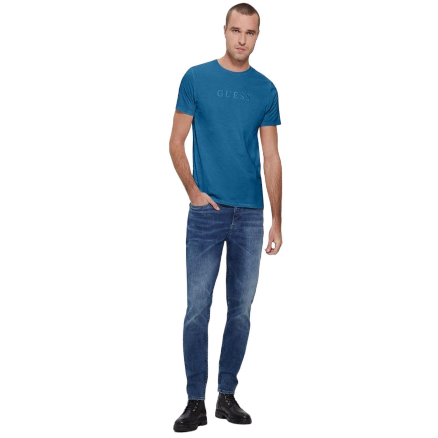 Polera Guess Ss Classic Pima Emb Crew G7O1 Azul-2