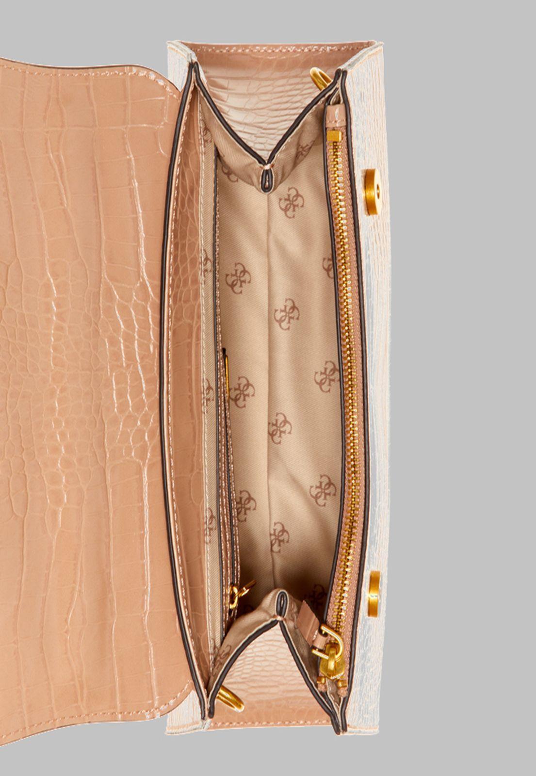 Cartera Guess Enisa Top Handle Flap Cam Beige-3