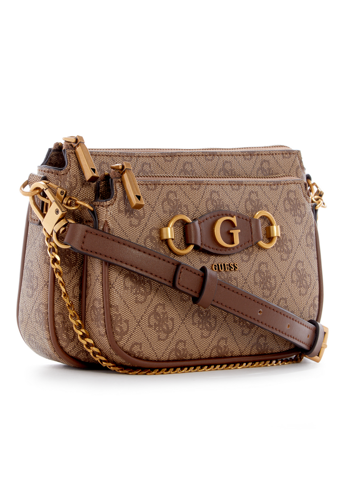 Mini Cartera Izy Double Pouch Crossbody Café Guess-1