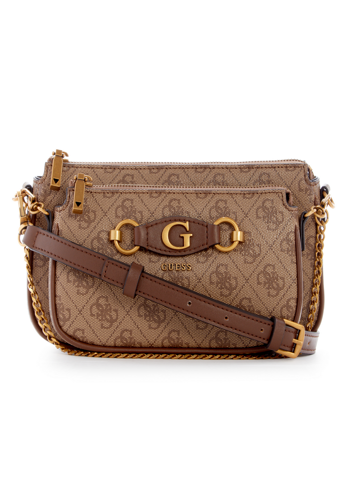 Mini Cartera Izy Double Pouch Crossbody Café Guess-0