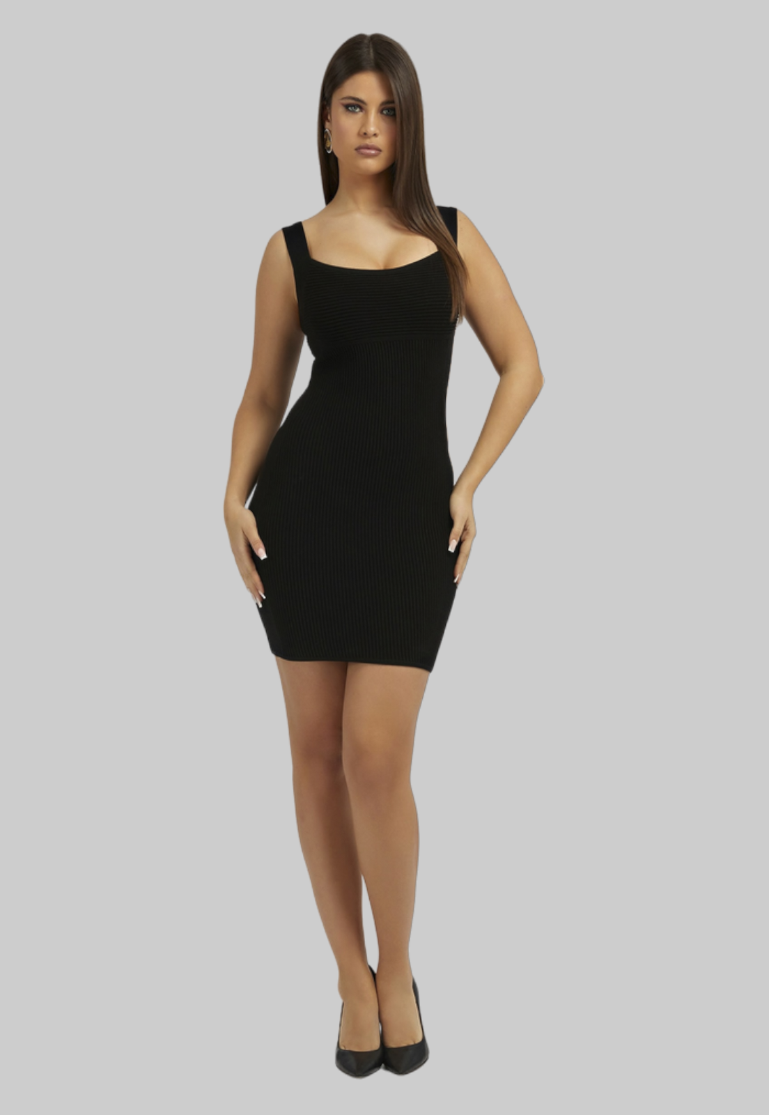 Vestido Guess Sl Ashti Ottoman Dress Jblk Negro-1