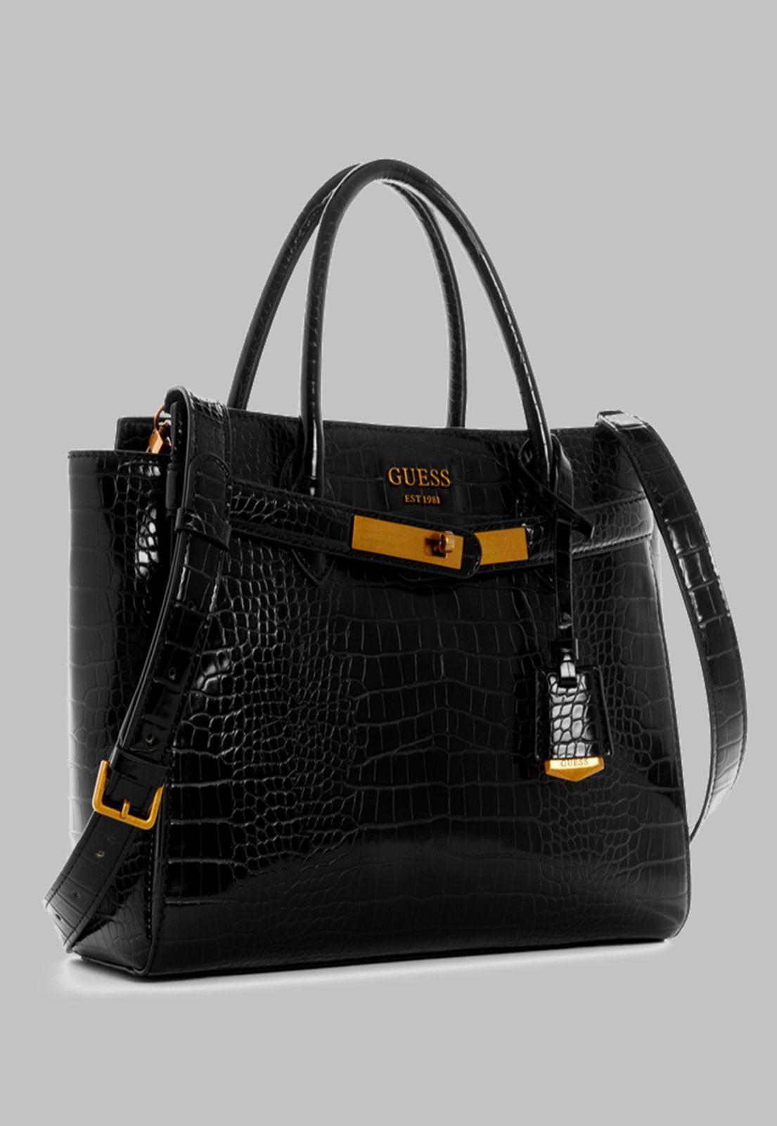 Cartera Guess Enisa High Society Satchel Bla Negro-1