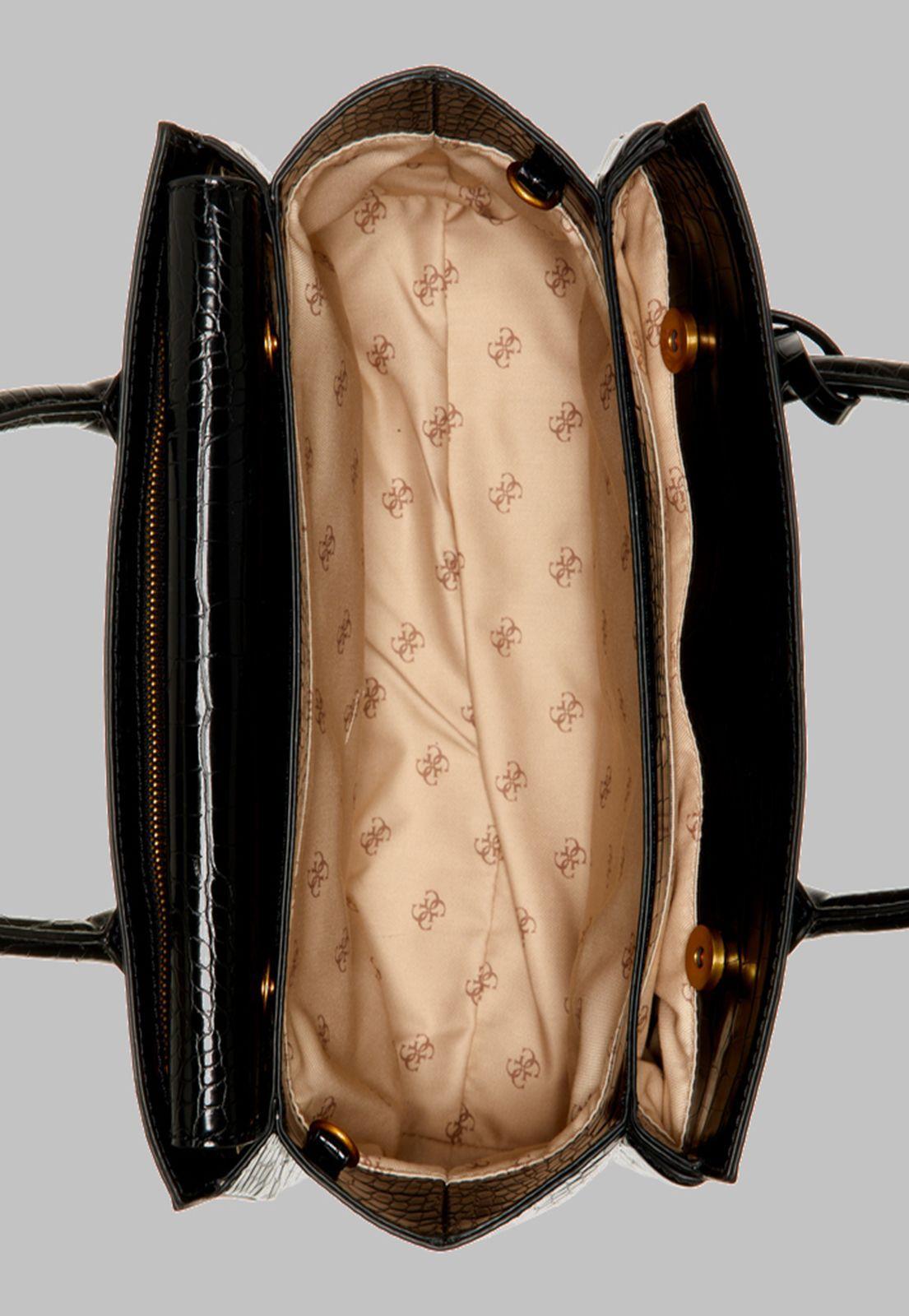 Cartera Guess Enisa High Society Satchel Bla Negro-3