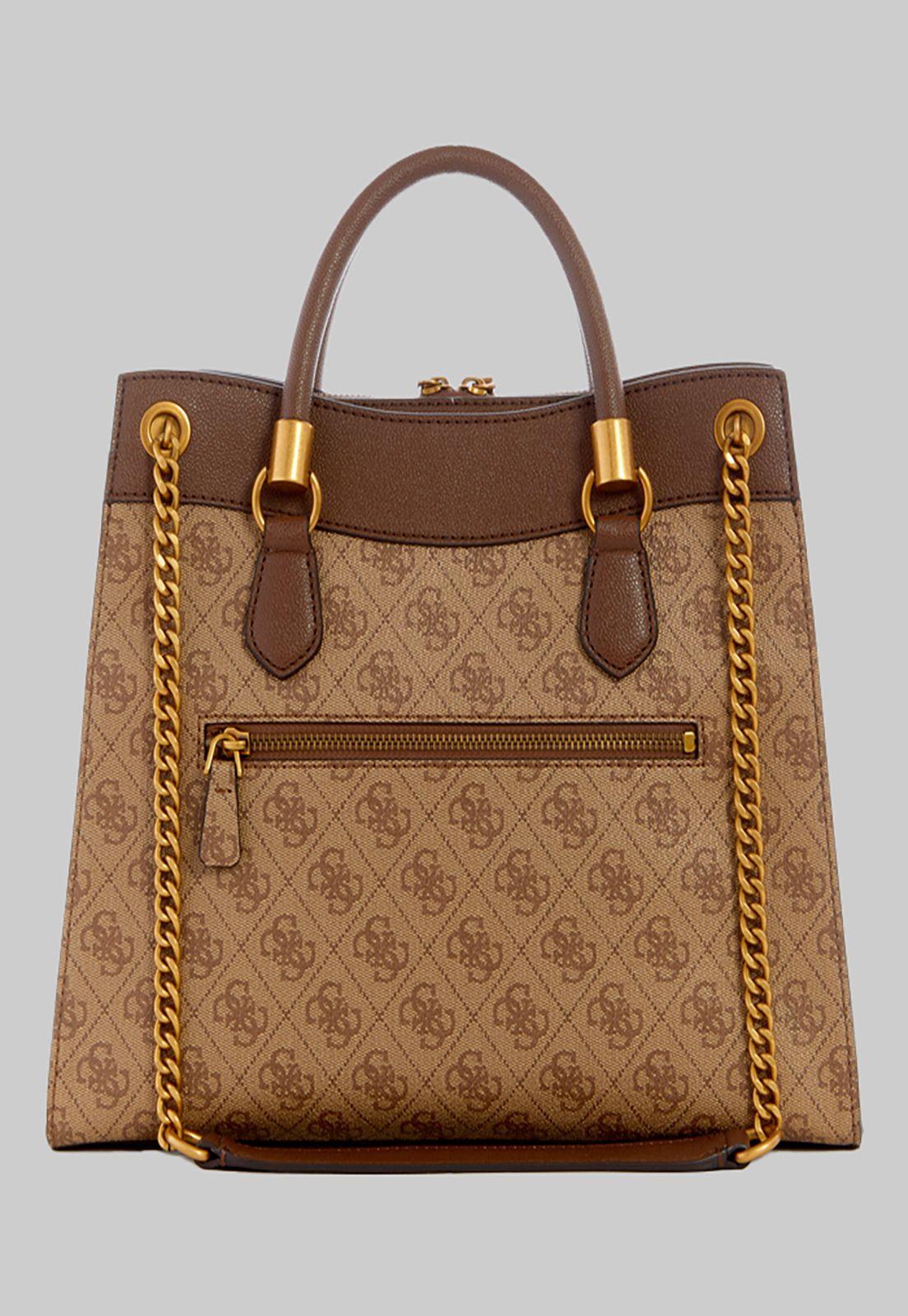 Cartera Guess Nell Logo Girlfriend Satchel Lgw Café-2