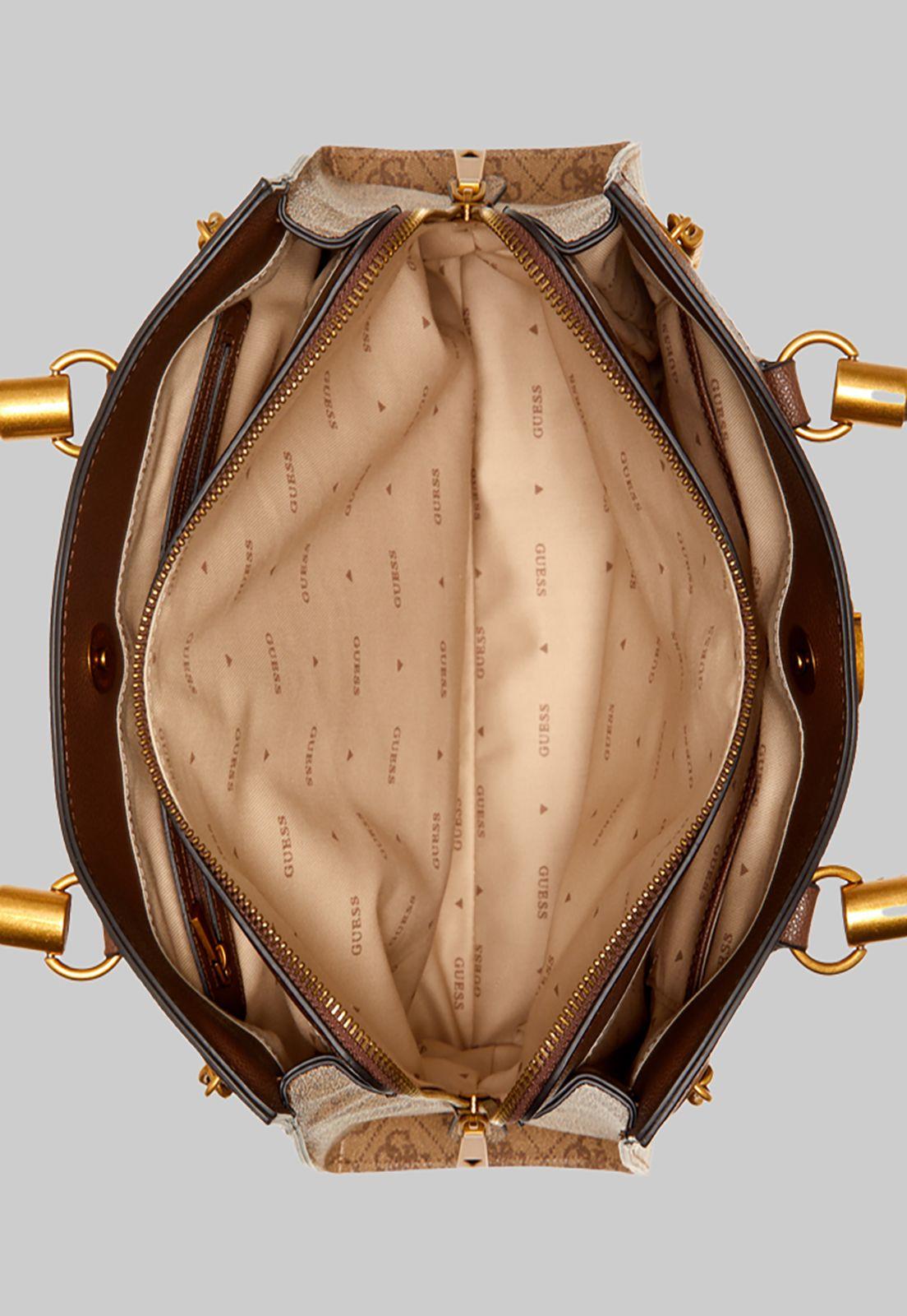 Cartera Guess Nell Logo Girlfriend Satchel Lgw Café-3