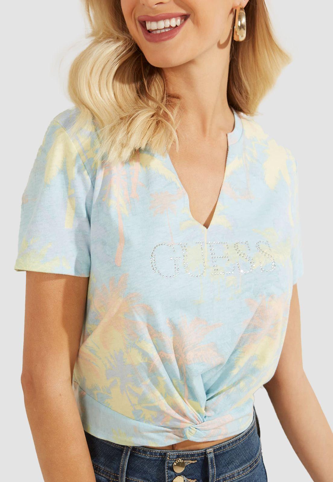 Polera Guess Ss Crop Palm Repeat Tee-2