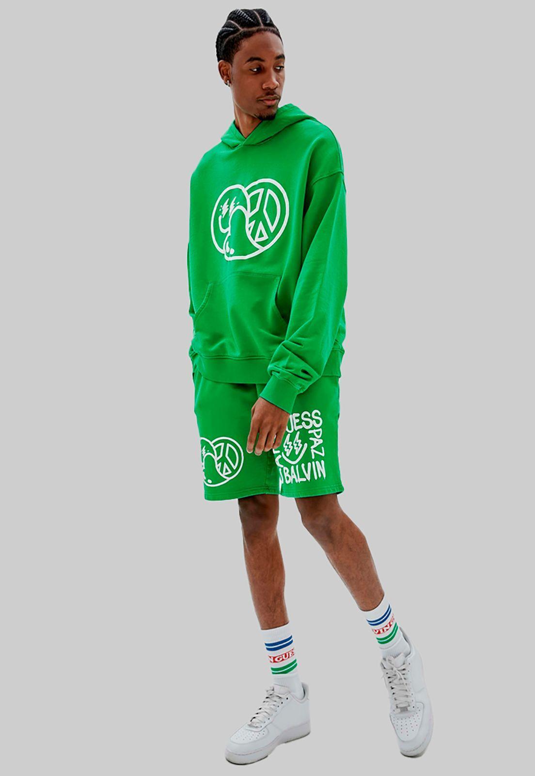 Poleron Guess Go J Balvin Paz Hoodie G845 Verde-1