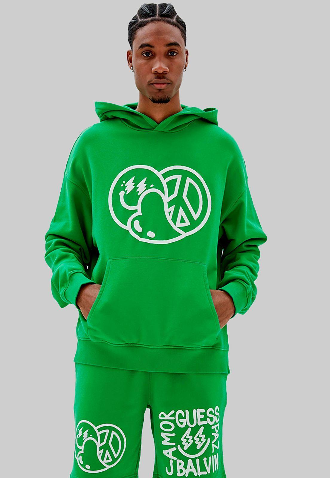Poleron Guess Go J Balvin Paz Hoodie G845 Verde-0
