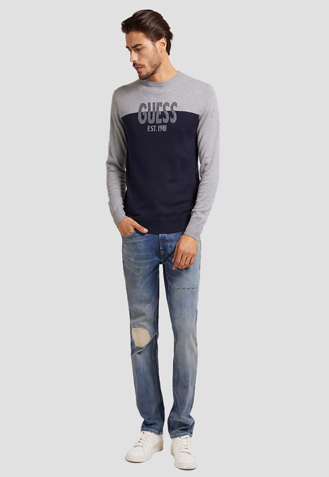 Tejido Guess Ls Sweaters F74V Gris-1