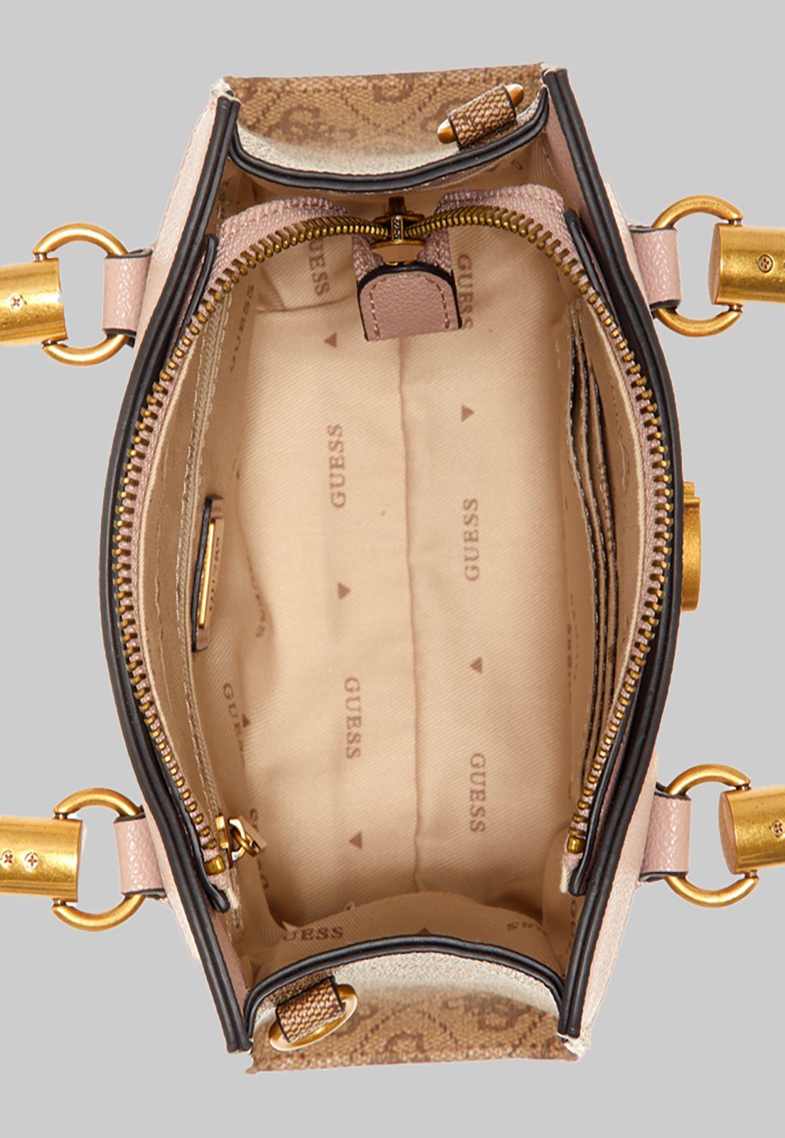 Mini Cartera Guess Nell Logo Mini Satchel Llr Rosado-3