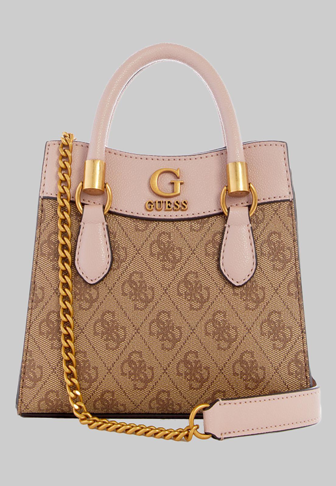 Mini Cartera Guess Nell Logo Mini Satchel Llr Rosado-0