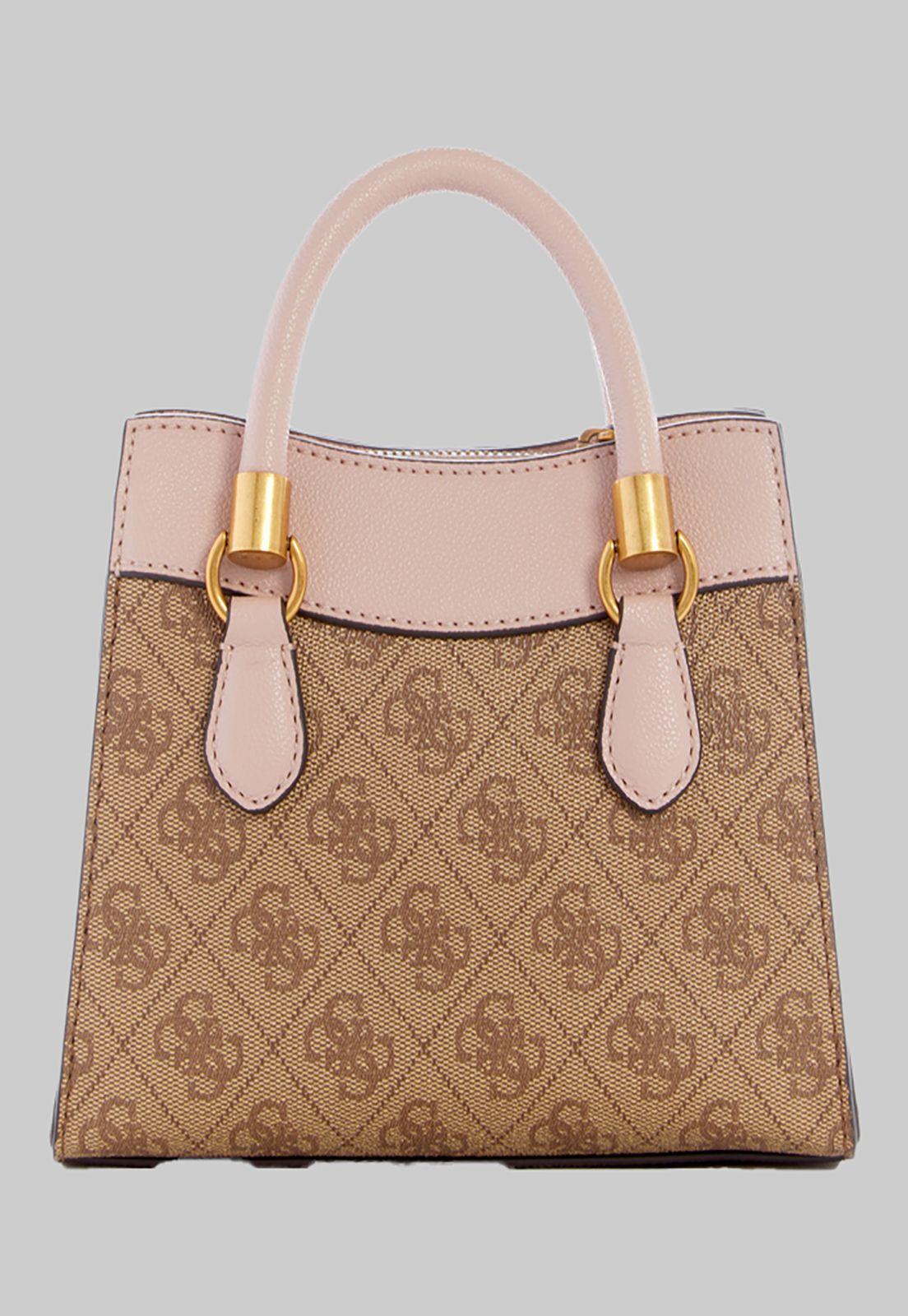 Mini Cartera Guess Nell Logo Mini Satchel Llr Rosado-2