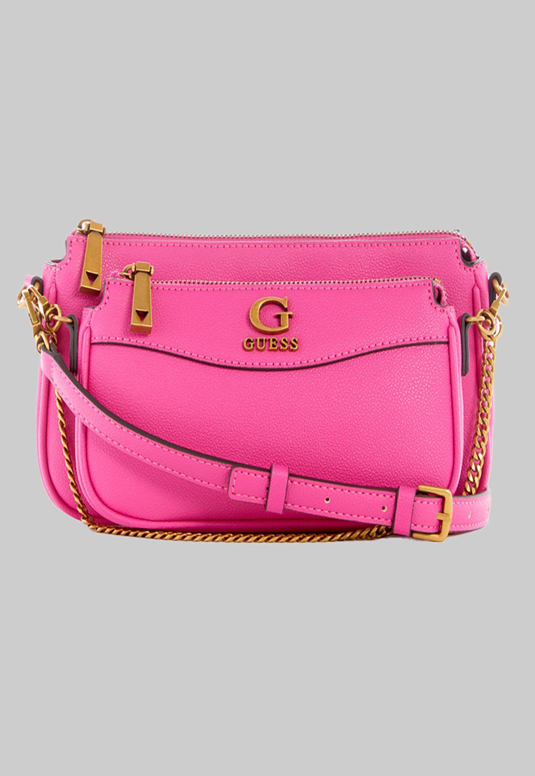 Mini Cartera Guess Nell Double Pouch Crossbody Fuc Rosado-0