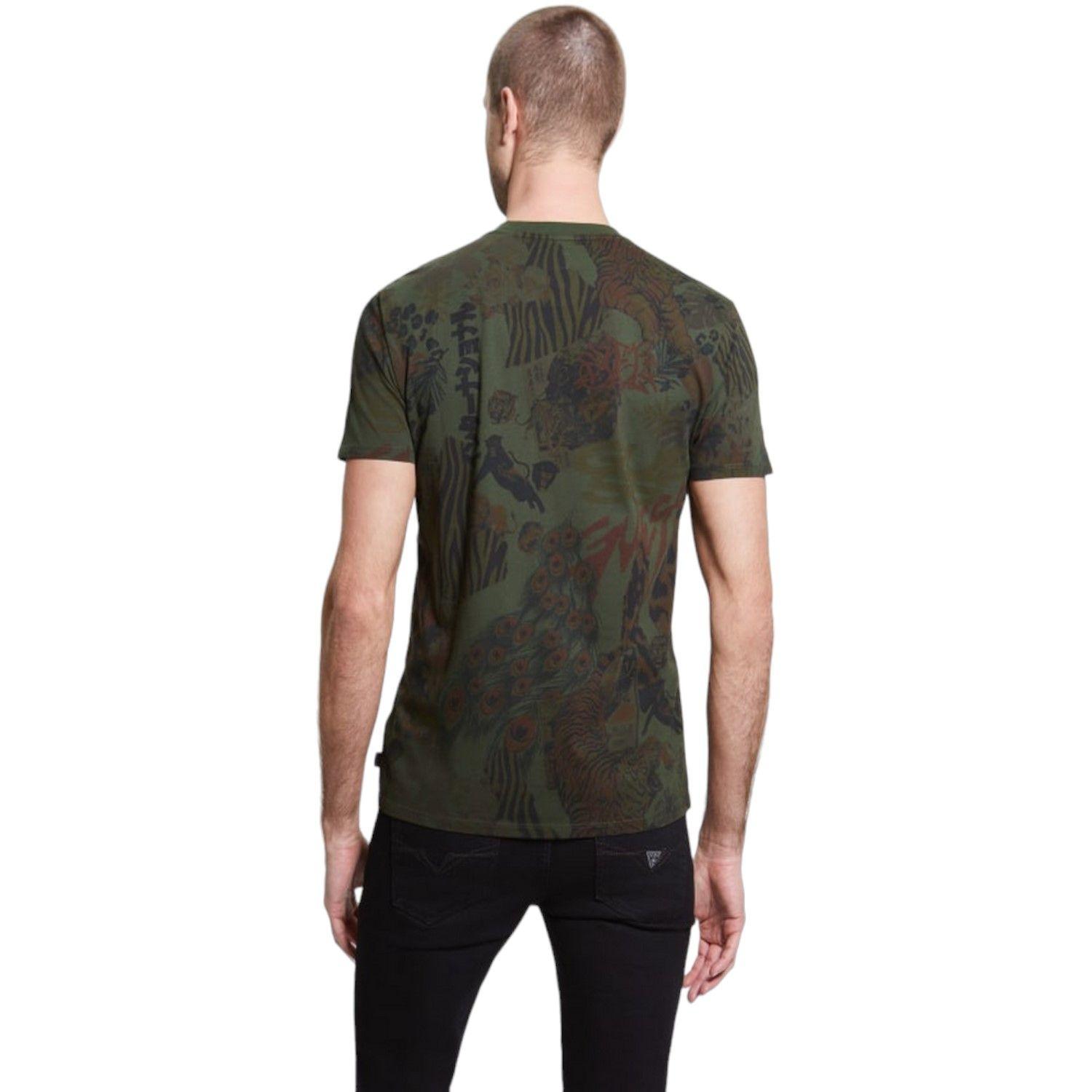 Polera Guess Ss New Retro Tiger Crew F6I2 Verde-1