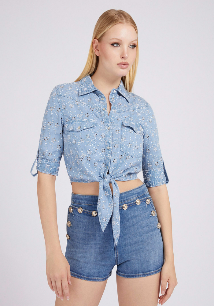 Camisa Sexy Pin Up Shirt Flwf Celeste Guess-0