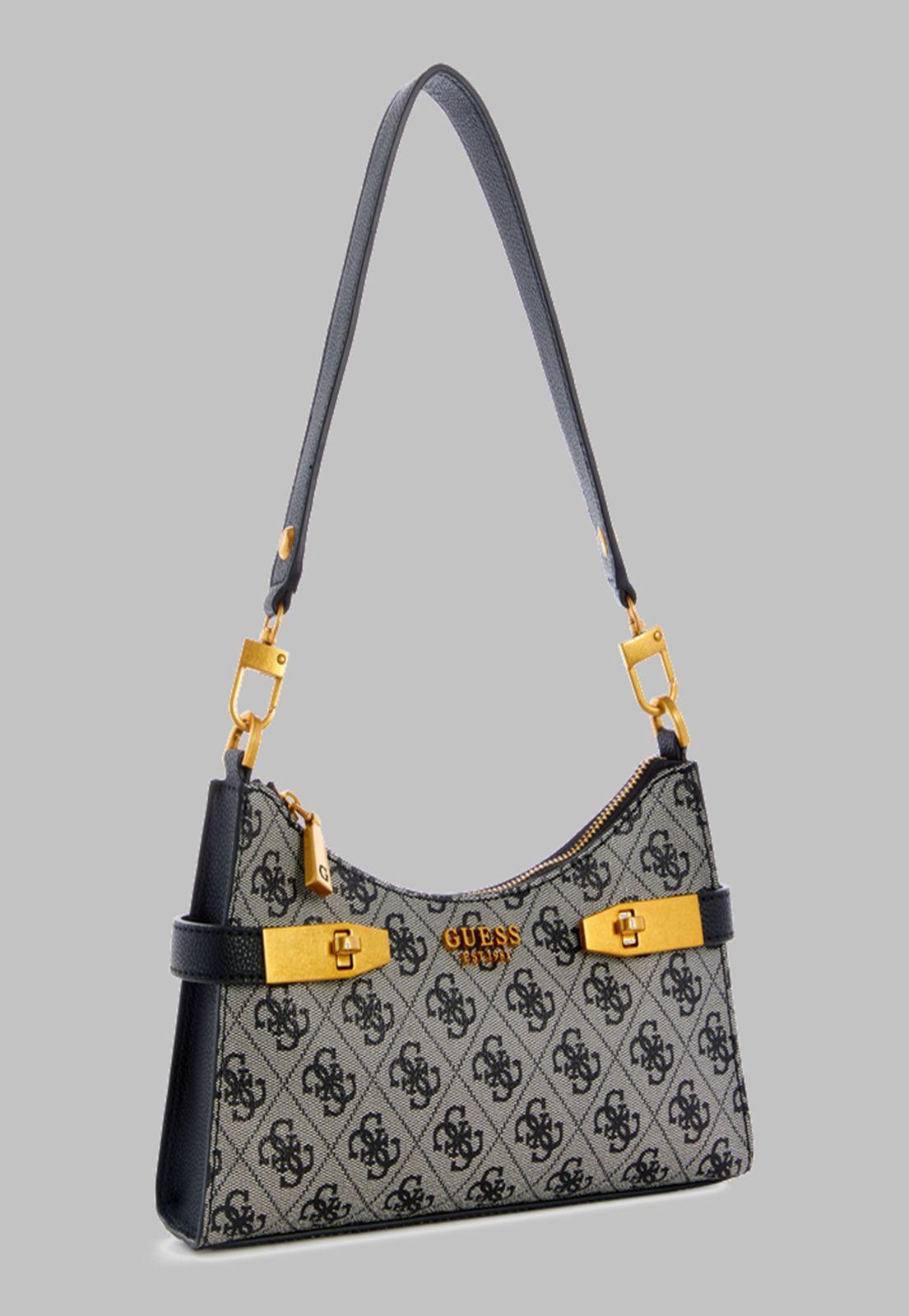 Cartera Guess Zadie Logo Top Zip Shldr Bag Blo Carbon-1