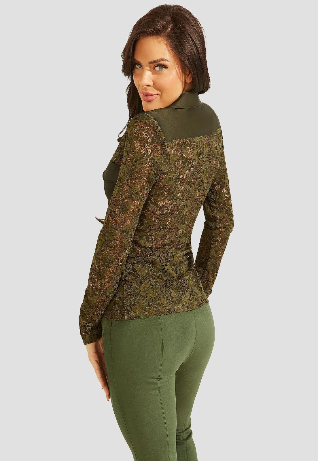 Camisa La Corinne Camisa Shirt Gwgr Verde Guess-3