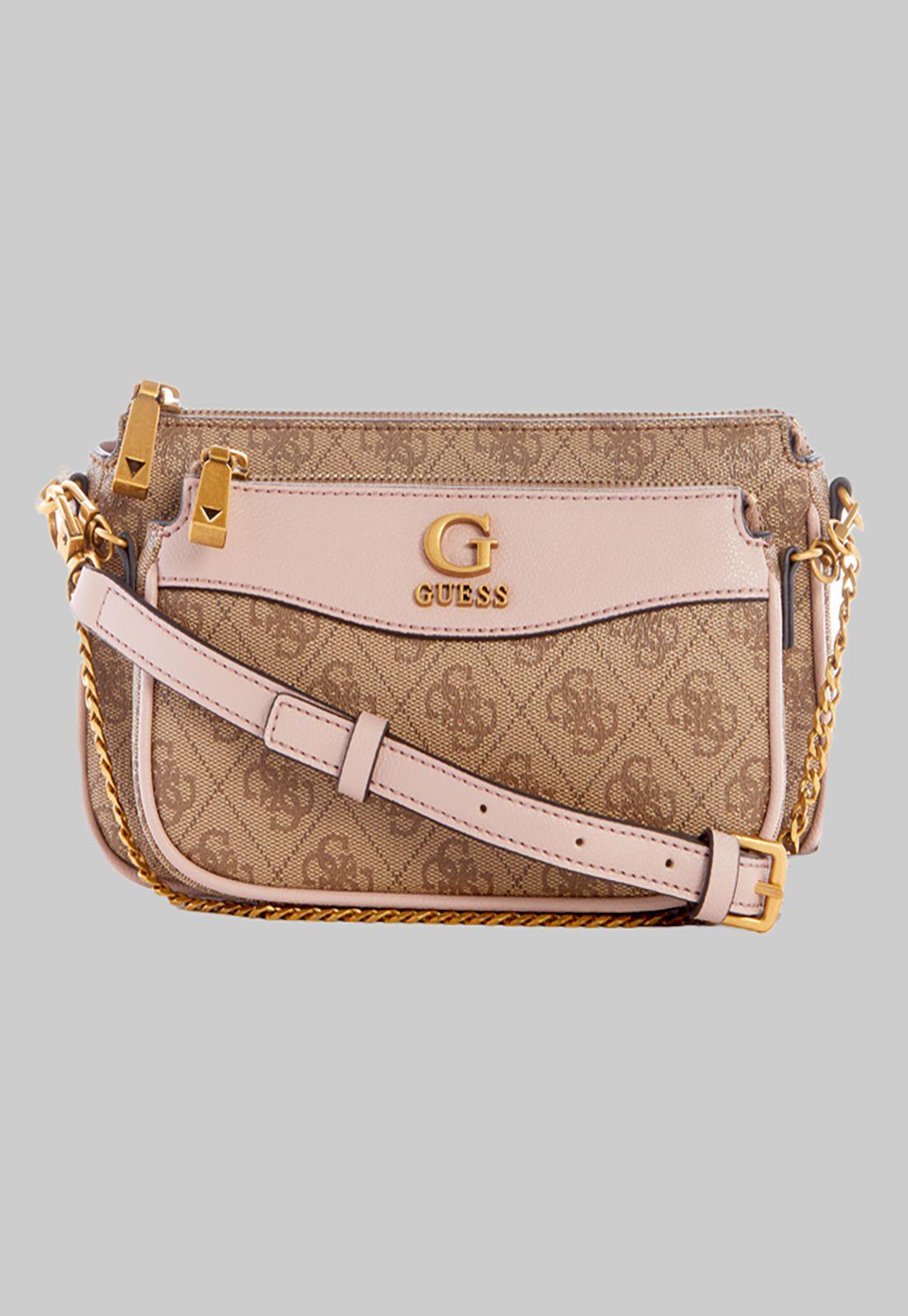 Mini Cartera Guess Nell Logo Dbl Pouch Crossbody Llr Rosado-0