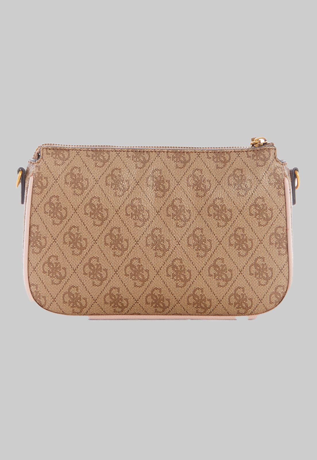Mini Cartera Guess Nell Logo Dbl Pouch Crossbody Llr Rosado-2