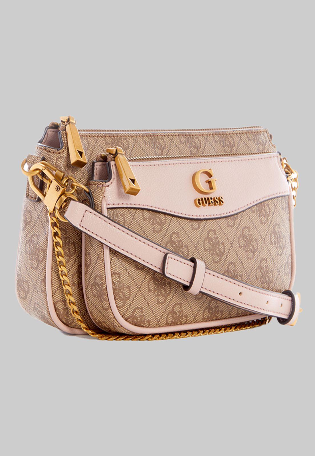 Mini Cartera Guess Nell Logo Dbl Pouch Crossbody Llr Rosado-1