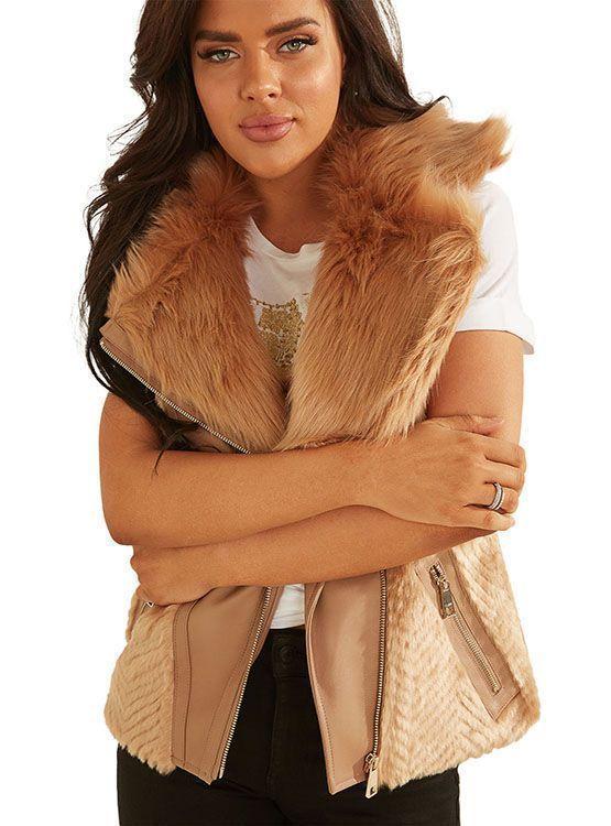 Chaqueta Guess Sl Faux Fur Pu Vest-2