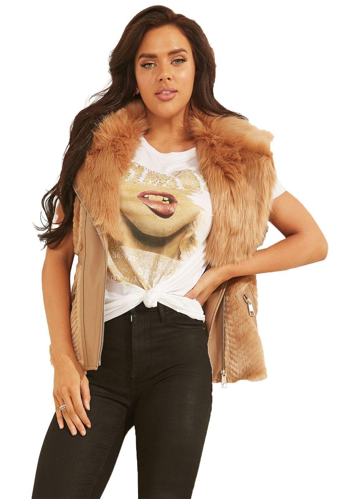 Chaqueta Guess Sl Faux Fur Pu Vest-0
