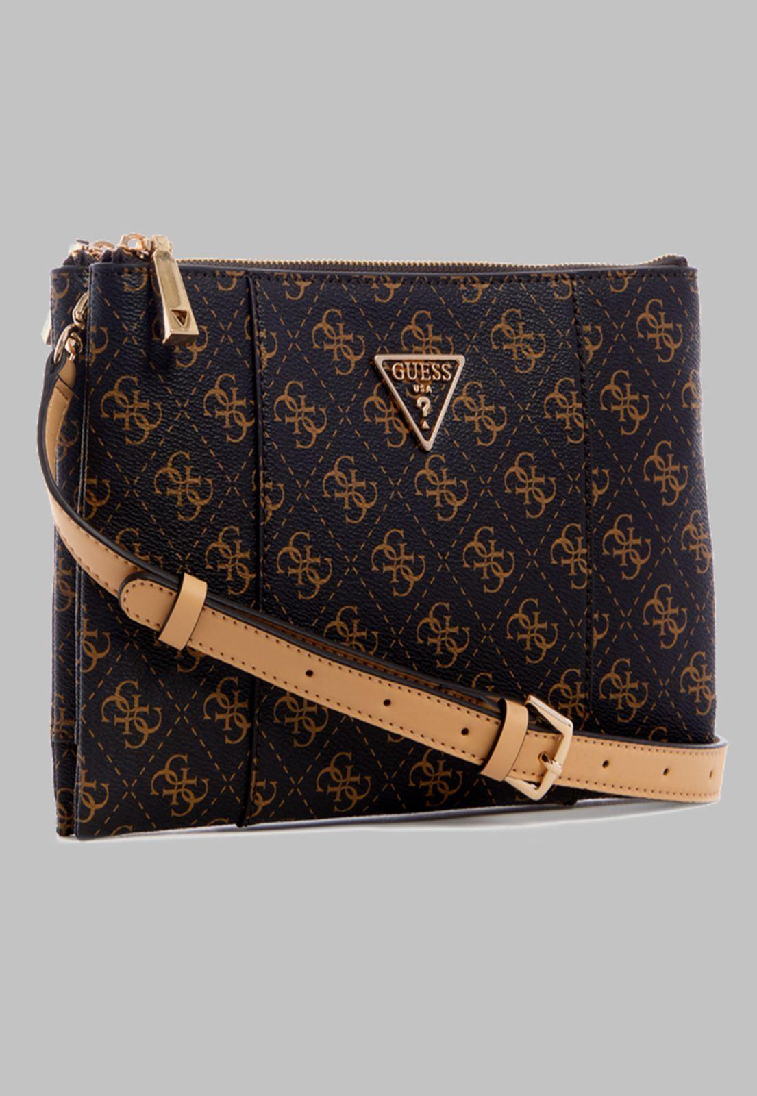 Mini Cartera Guess Noelle Dbl Zip Crossbody Bnl Café-1